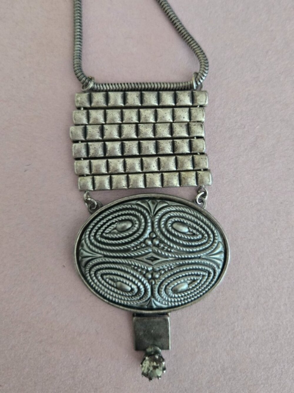 Vintage KIEN Pewter Modernist Necklace
